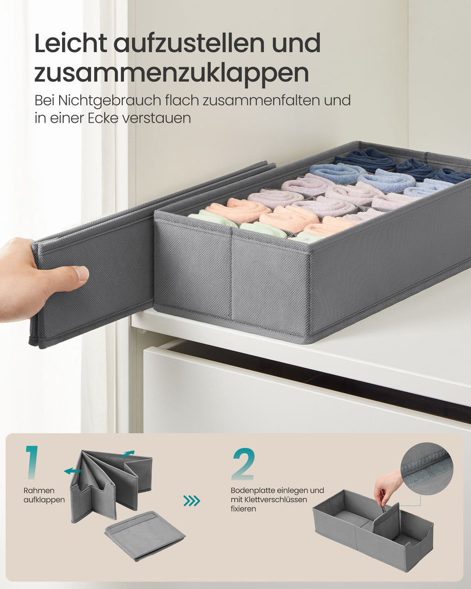 Lade-organizer - Opvouwbaar - Set van Meerdere Boxen - Duifgrijs - 19 x 50 x 10 cm