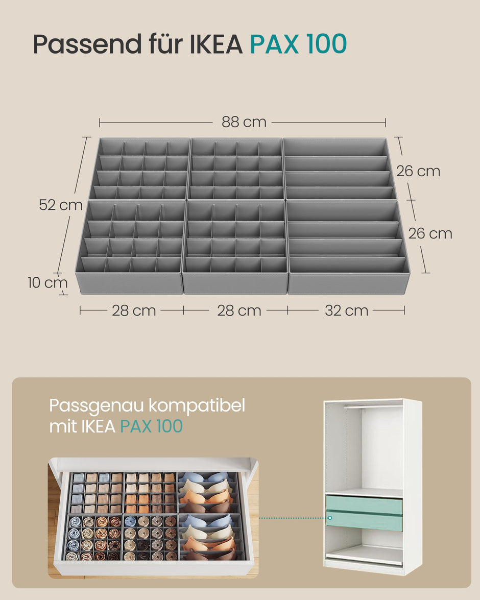 Lade-organizer - Opvouwbaar - Set van Meerdere Boxen - Duifgrijs - 28 x 26 x 10 cm
