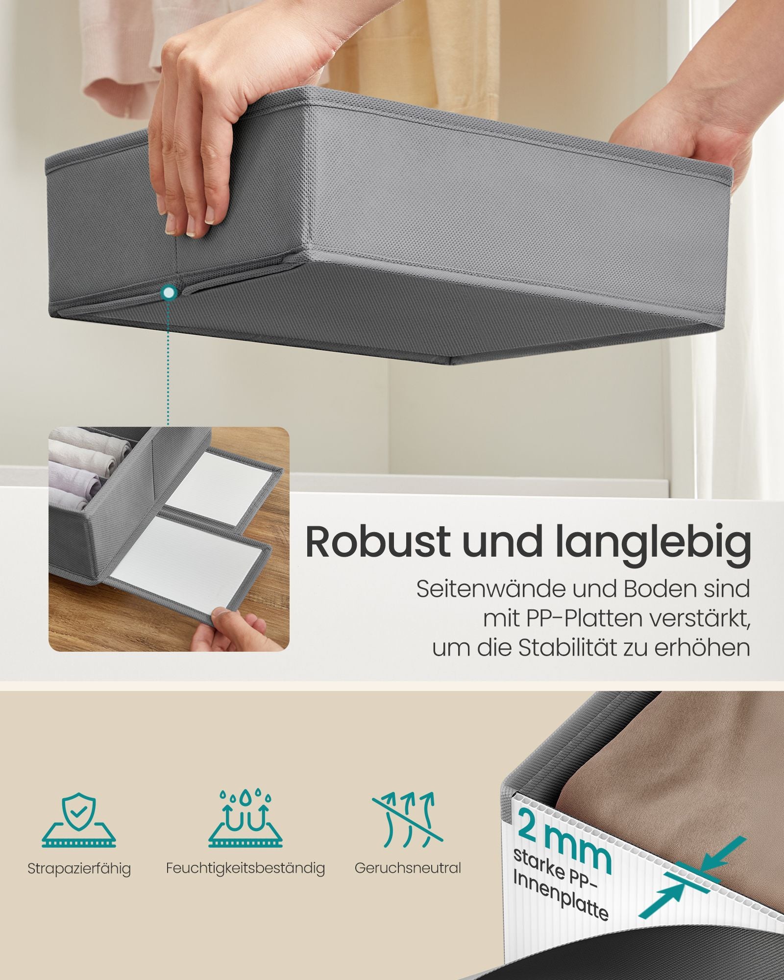 Lade-organizer - Opvouwbaar - Set van Meerdere Boxen - Duifgrijs - 19 x 41 x 10 cm