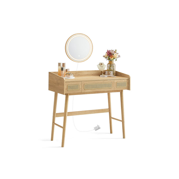 Schminktisch mit Spiegel und Laden im Boho -Stil