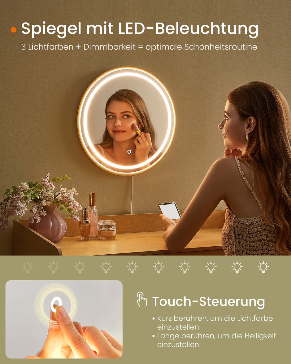 Schminktisch mit Spiegel und Laden im Boho -Stil