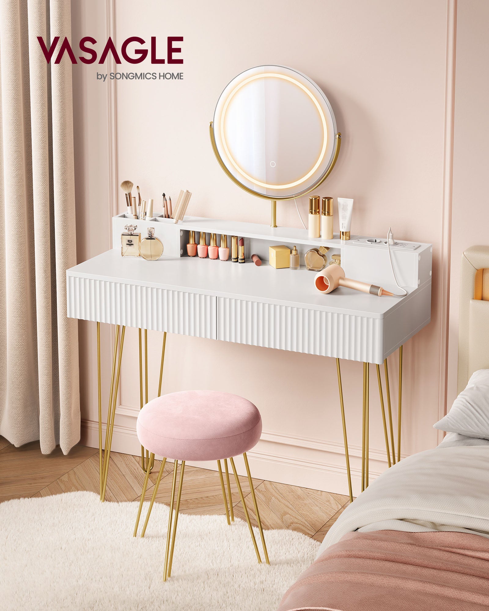 Schminktisch mit Stuhl und Beleuchtung 40 x 100 x 134,8 cm