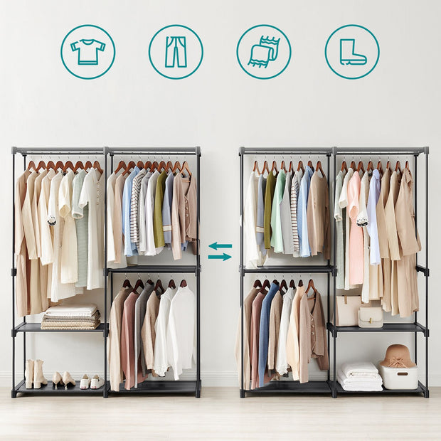 Kleiderschrank - Klappschrank - 112 x 43 x 165 cm - schwarz