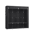 Leinenschrank - Stoffgarderobe - 45 x 170 x 167 cm - mit Regalen - Schwarz