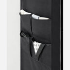 Leinenschrank - Stoffgarderobe - 45 x 170 x 167 cm - mit Regalen - Schwarz