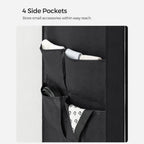 Leinenschrank - Stoffgarderobe - 45 x 170 x 167 cm - mit Regalen - Schwarz