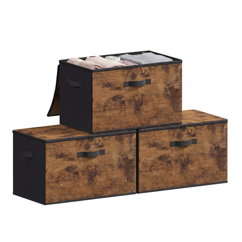 Opbergbox - Opvouwbaar met Handgrepen - Set van 3 - Bruin - 50 x 30 x 30 cm