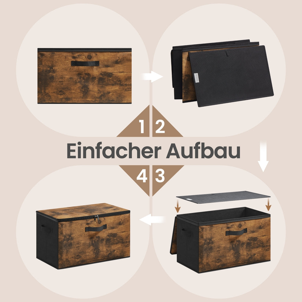 Opbergbox - Opvouwbaar met Handgrepen - Set van 3 - Bruin - 50 x 30 x 30 cm