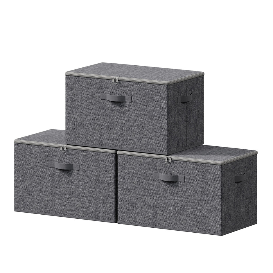 Opbergbox - Opvouwbaar met Handgrepen - Set van 3 - Grijs - 50 x 30 x 30 cm