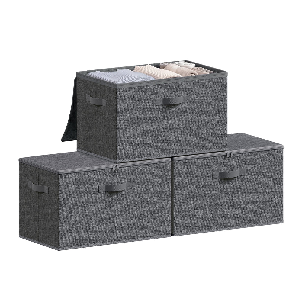Opbergbox - Opvouwbaar met Handgrepen - Set van 3 - Grijs - 50 x 30 x 30 cm