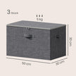 Opbergbox - Opvouwbaar met Handgrepen - Set van 3 - Grijs - 50 x 30 x 30 cm