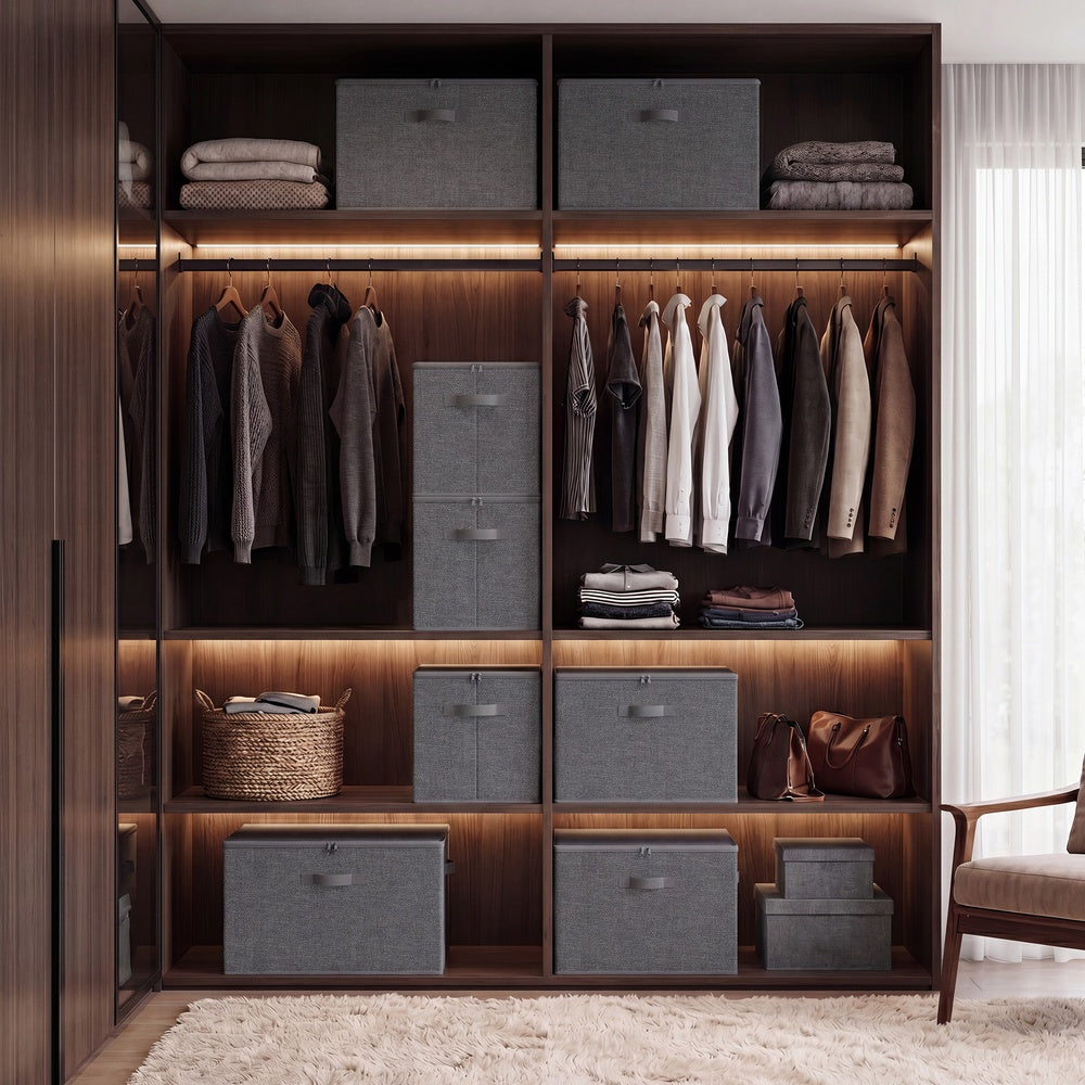 Opbergbox - Opvouwbaar met Handgrepen - Set van 3 - Grijs - 50 x 30 x 30 cm