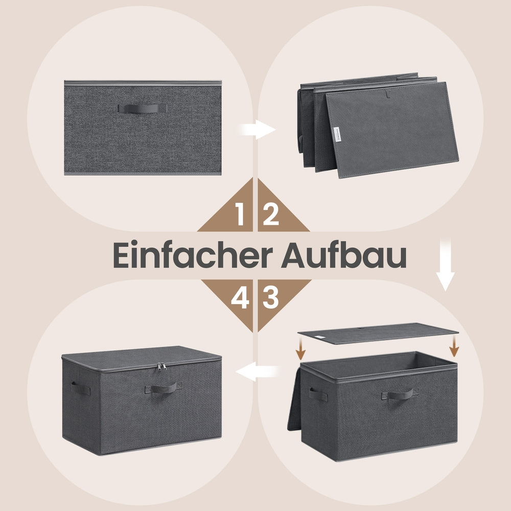 Opbergbox - Opvouwbaar met Handgrepen - Set van 3 - Grijs - 50 x 30 x 30 cm