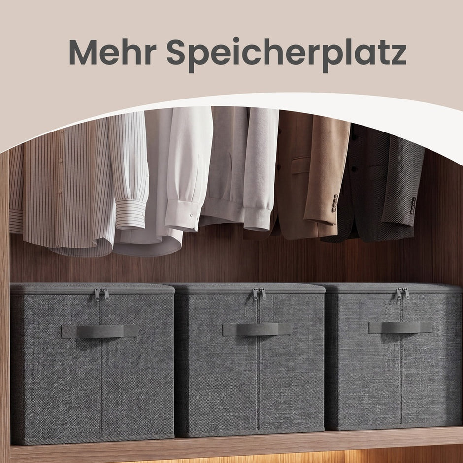 Opbergbox - Opvouwbaar met Handgrepen - Set van 3 - Grijs - 50 x 30 x 30 cm