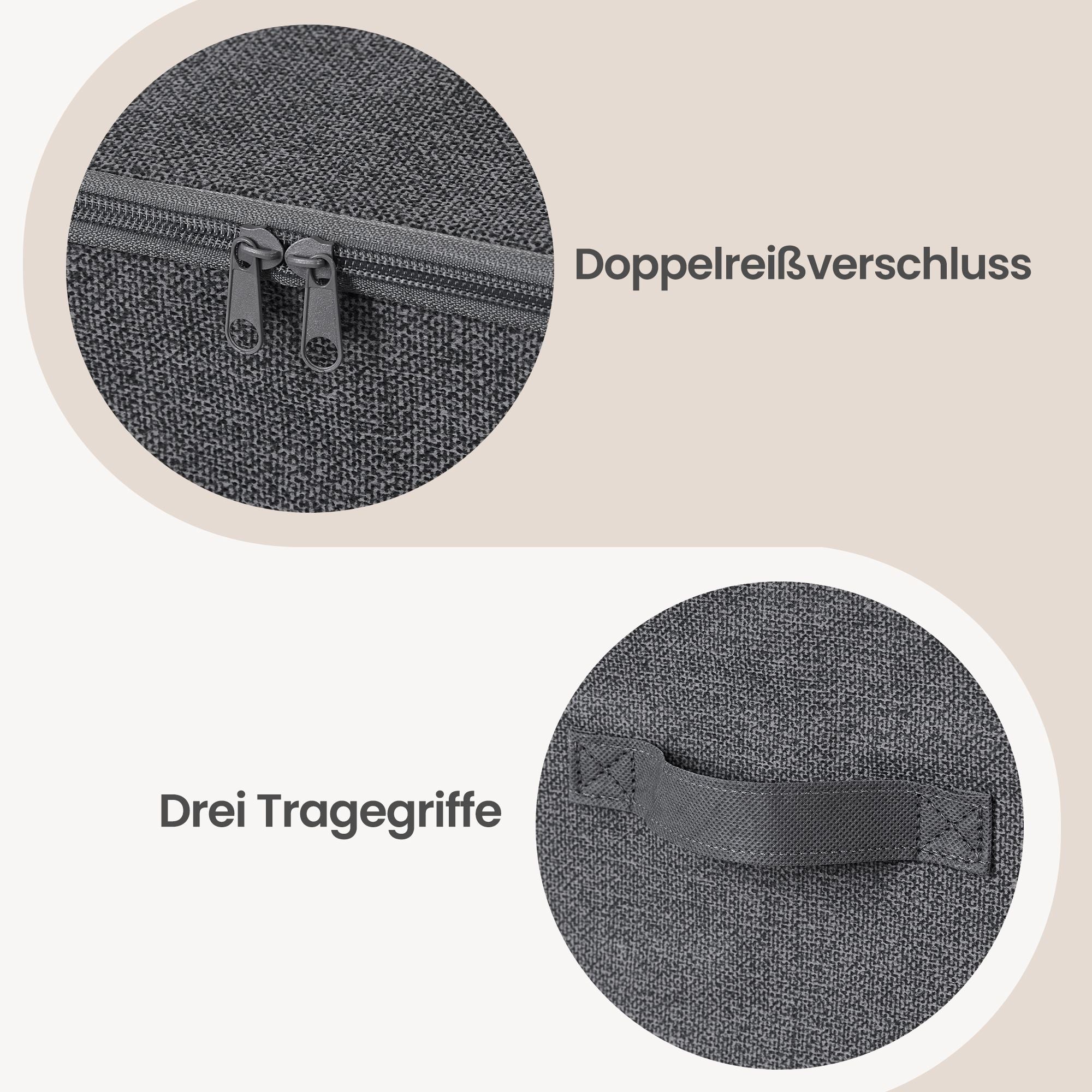 Opbergdozen - Set van 6 - Met Deksel - Linnenlook - Grijs