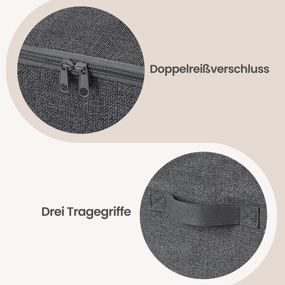 Opbergdozen - Set van 6 - Met Deksel - Linnenlook - Grijs