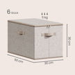 Opbergdozen - Set van 6 - Met Deksel - Linnenlook - Beige