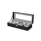 Watchbox - Uhrschrank mit Glasdeckel - für 6 Uhren - Schwarz