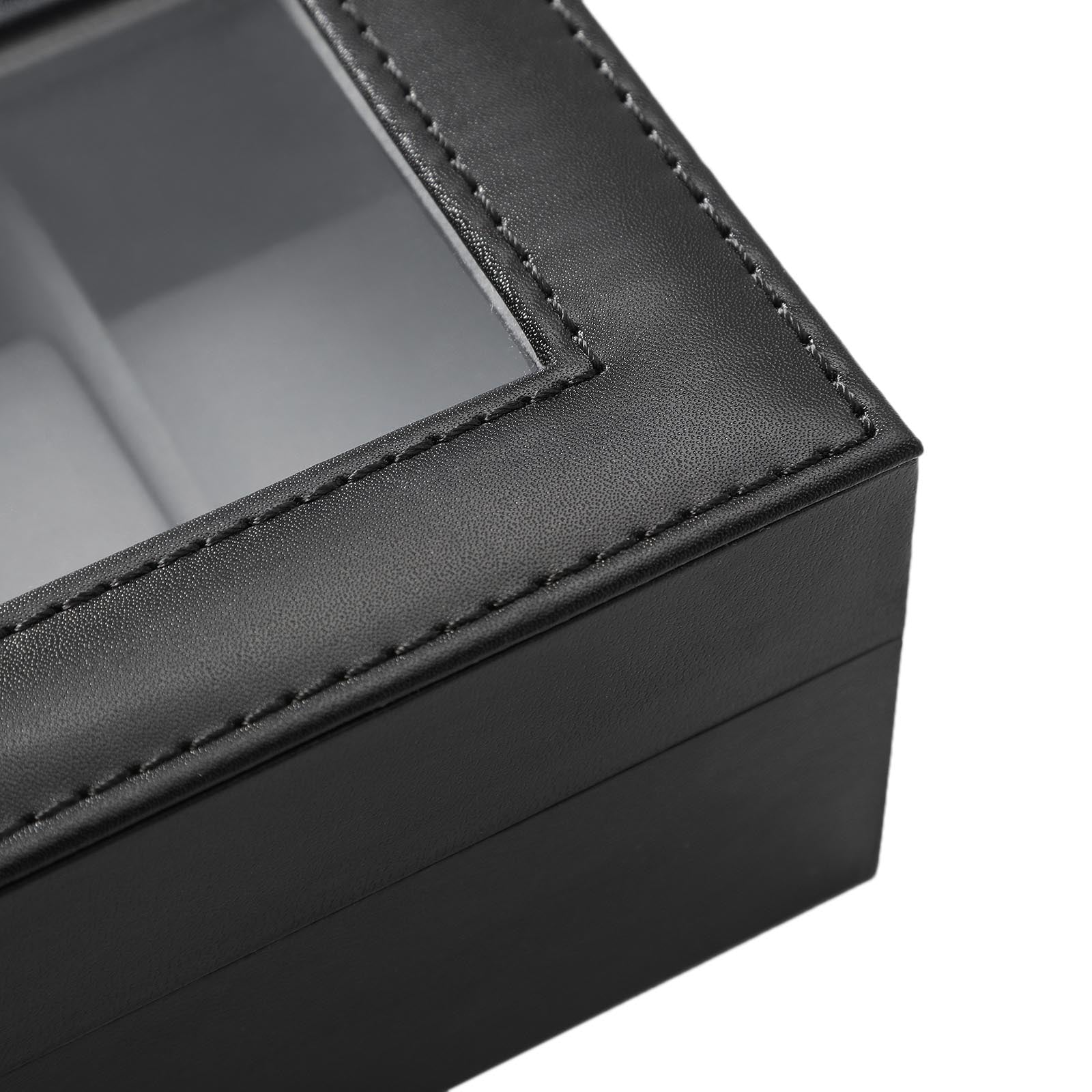 Watchbox - Uhrschrank mit Glasdeckel - für 6 Uhren - Schwarz