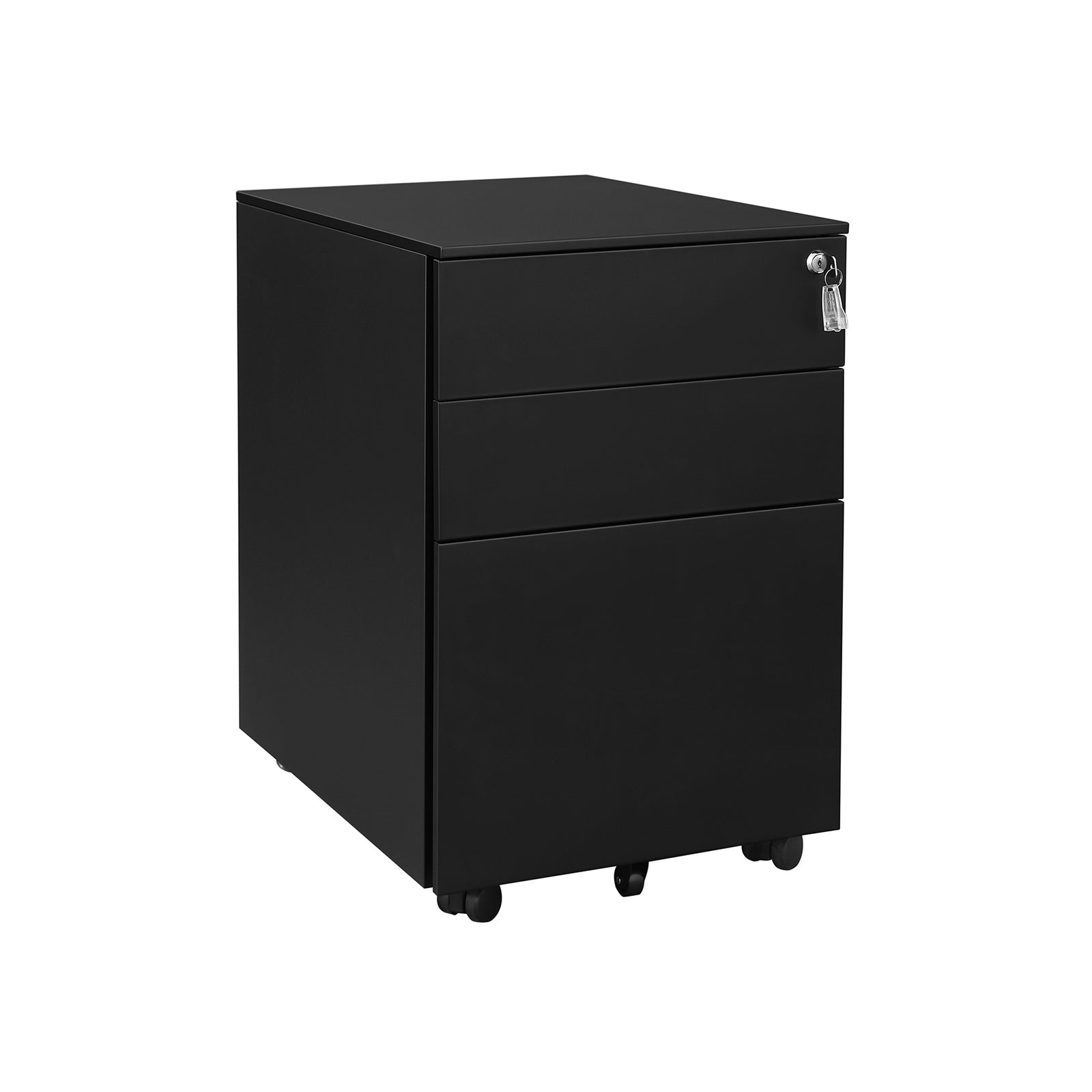Ladeblok - Mobile Truhe von Schubladen mit Schloss - 3 Schubladen - Büroschrank - Schwarz
