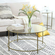 Couchtisch - runder Couchtisch mit Glasoberteil - Gold