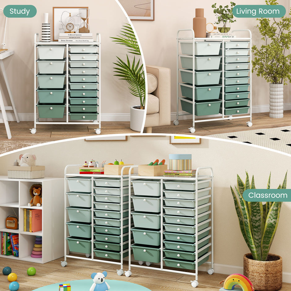 Rullvagn – med staplingsbara lådor, sidokontainer – 15 62,5 x 37 x 87 cm