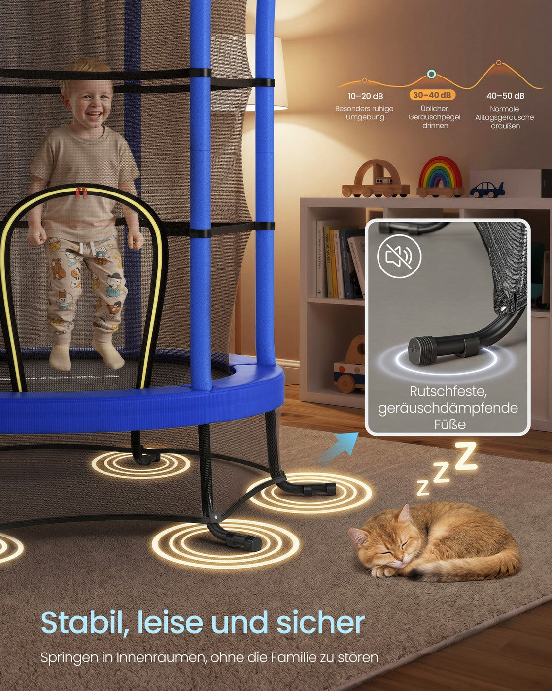 Kindertrampoline - 174 cm - Met Veiligheidsnet - Randbescherming - Blauw