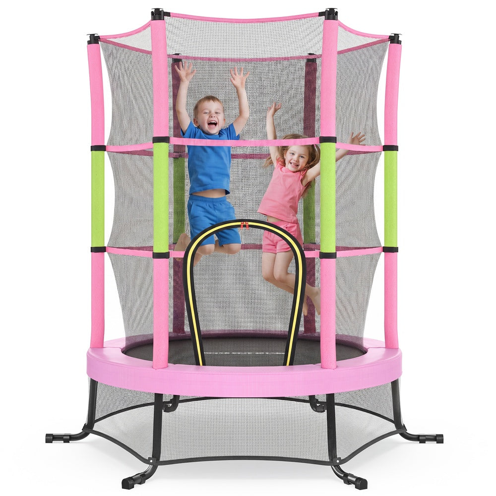 Kindertrampoline - 174 cm - Met Veiligheidsnet - Randbescherming - Roze