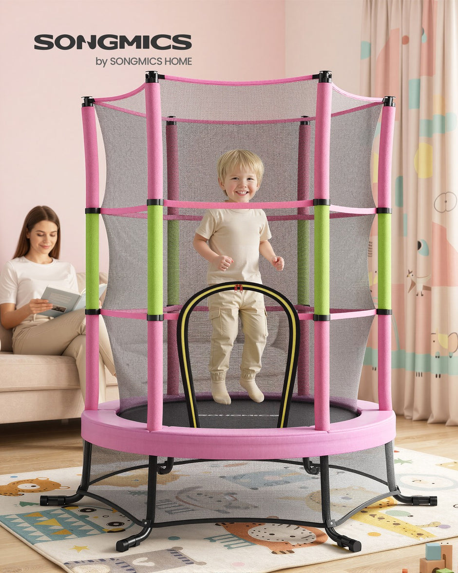 Kindertrampoline - 174 cm - Met Veiligheidsnet - Randbescherming - Roze