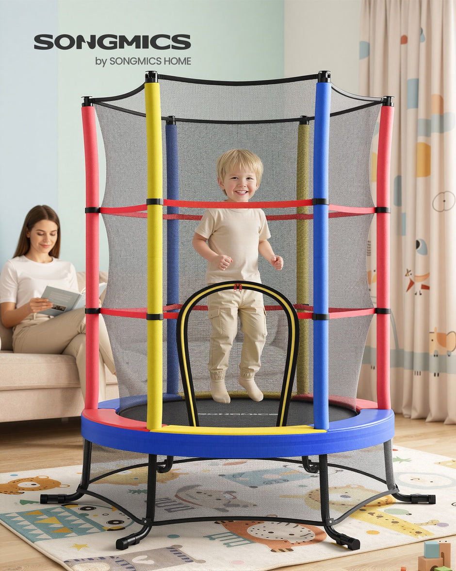 Kindertrampoline - 174 cm - Met Veiligheidsnet - Randbescherming - Meerkleurig