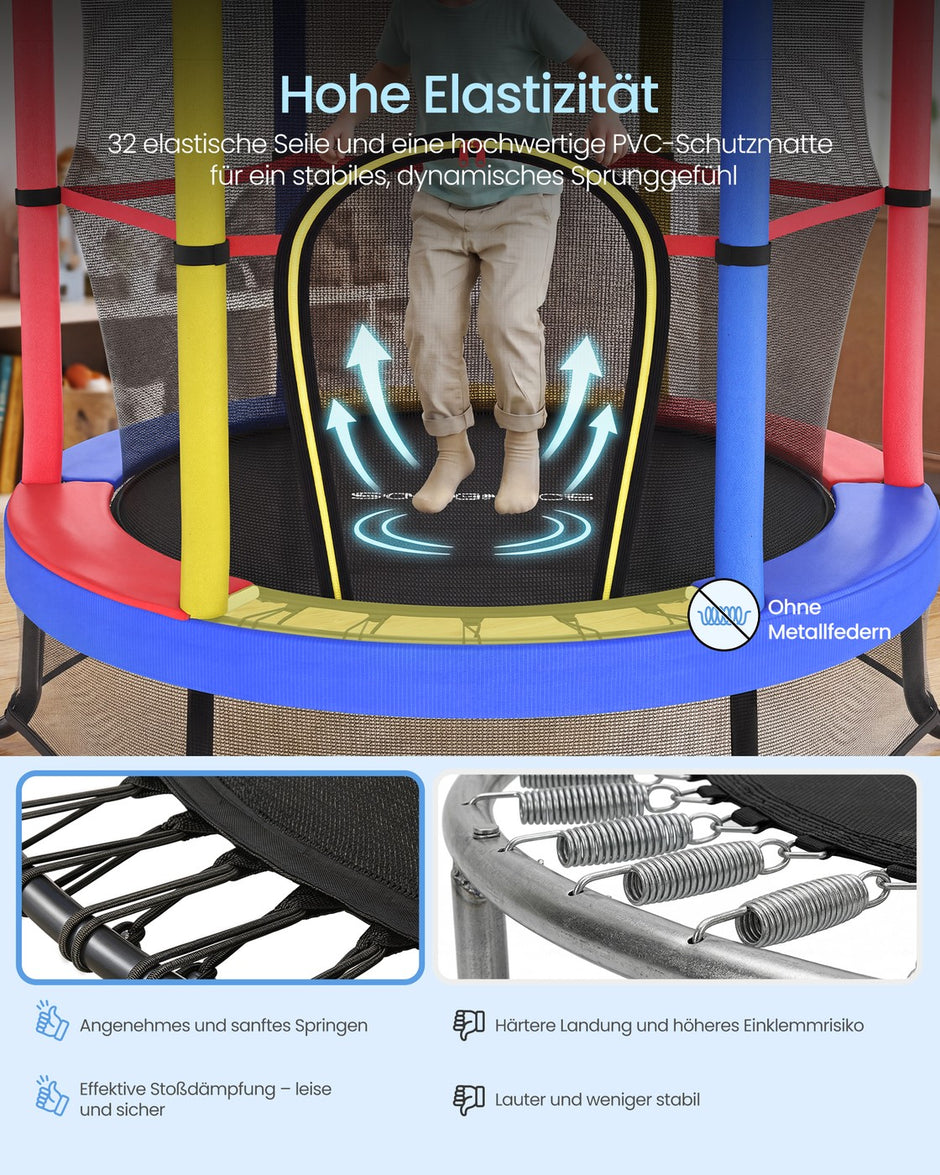 Kindertrampoline - 174 cm - Met Veiligheidsnet - Randbescherming - Meerkleurig