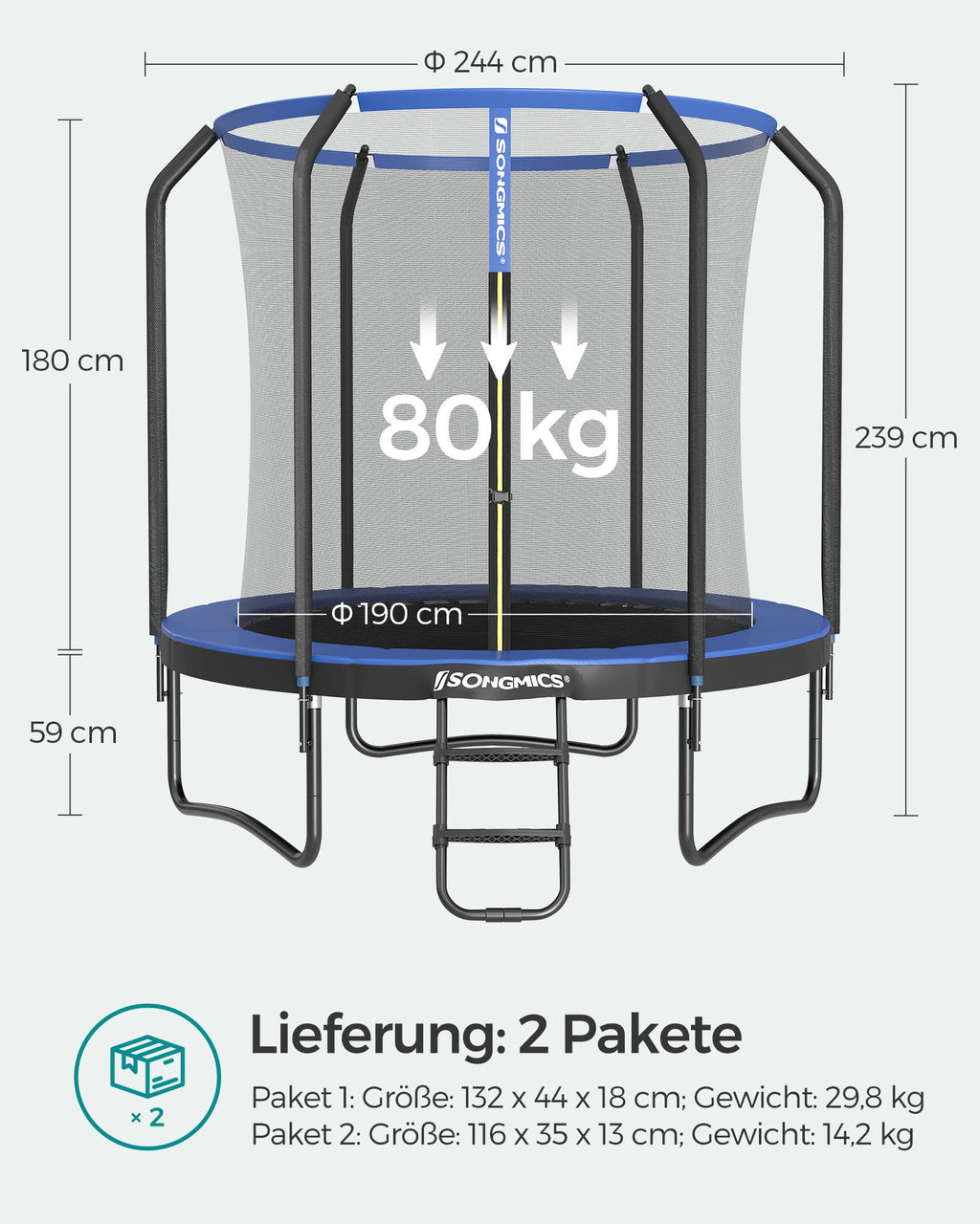Trampolin - Ø 244 cm - mit Sicherheitsnetz
