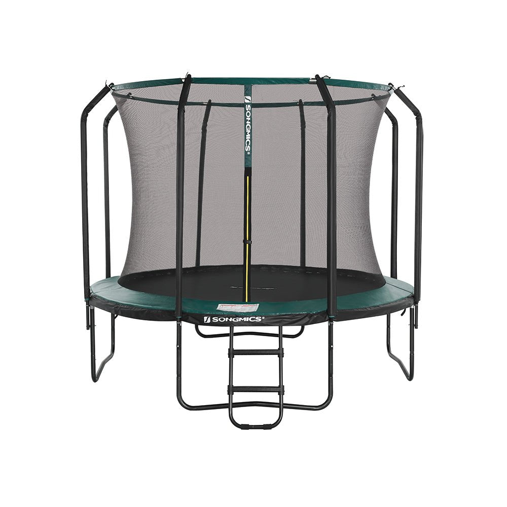 Trampolin - Ø 305 cm - Gartentrampolin mit Netz und Leiter - dunkelgrün
