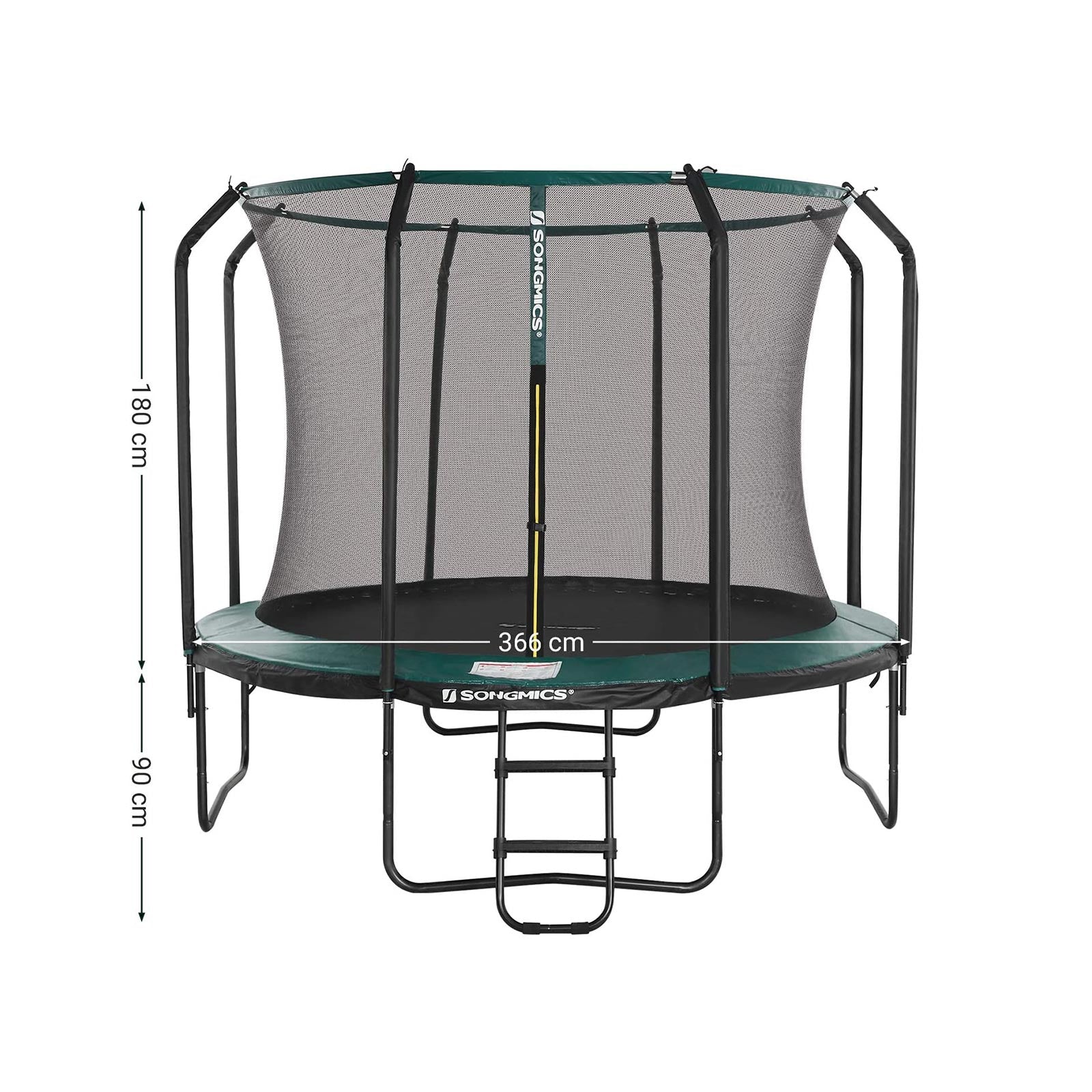 Trampolin - Ø 305 cm - Gartentrampolin mit Netz und Leiter - dunkelgrün