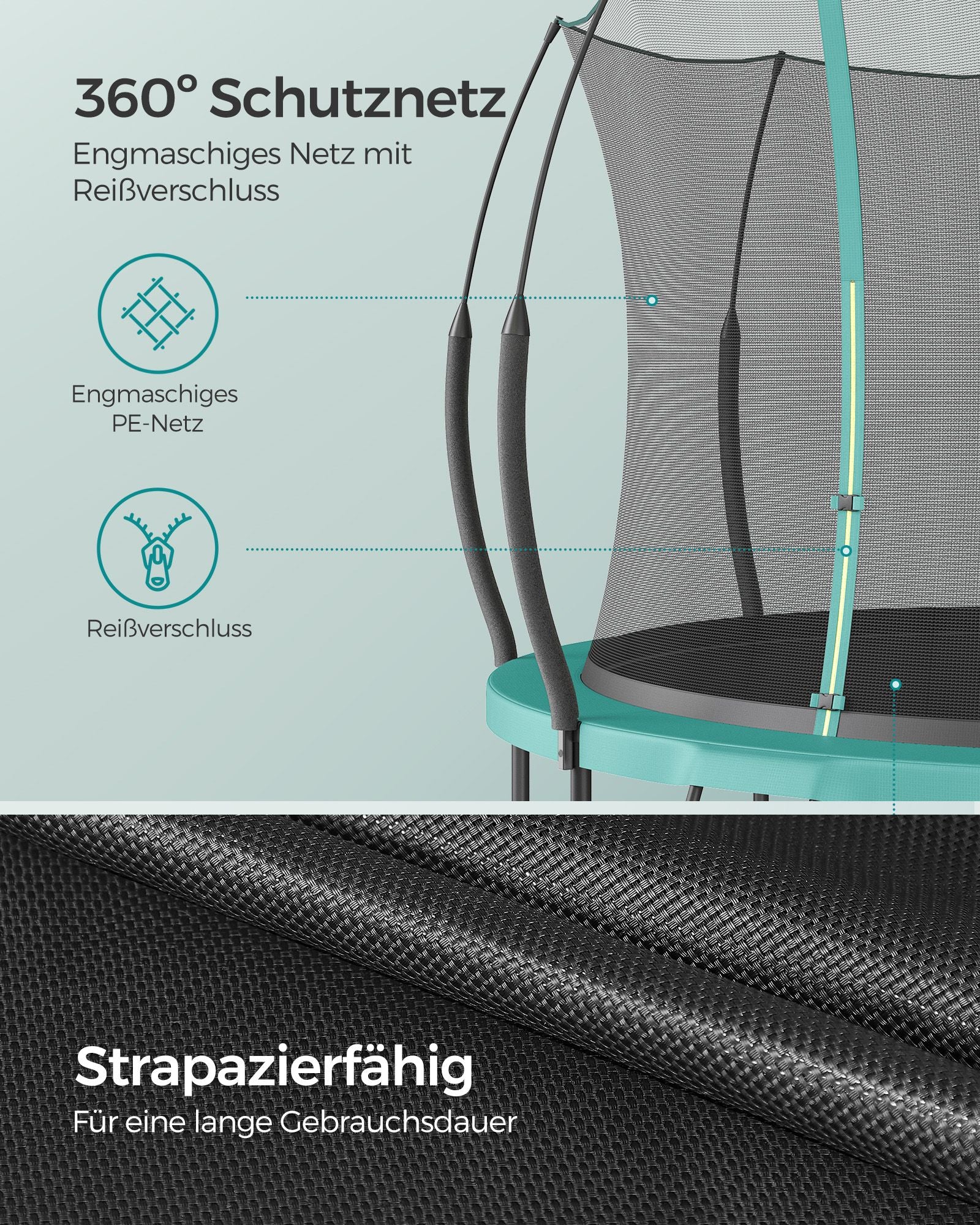 Trampolin -Sicherheitsnetz - mit Reißverschluss - Ø 305 cm
