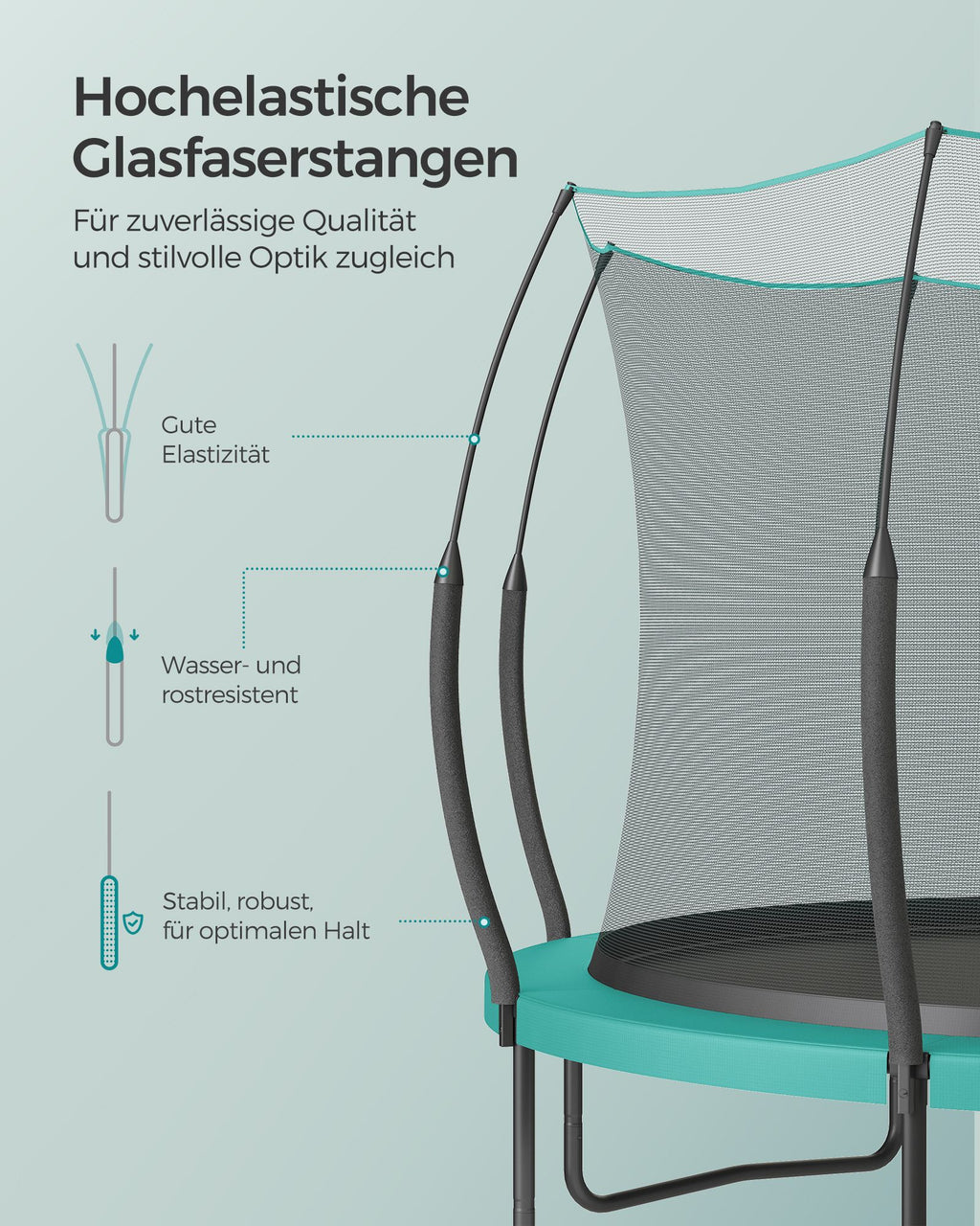 Trampolin - Ø 366 cm - mit Reißverschluss - Meerblau