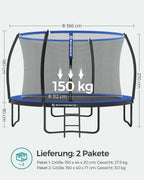 Gartentrampolin - mit Sicherheitsnetz - Ø 366 cm