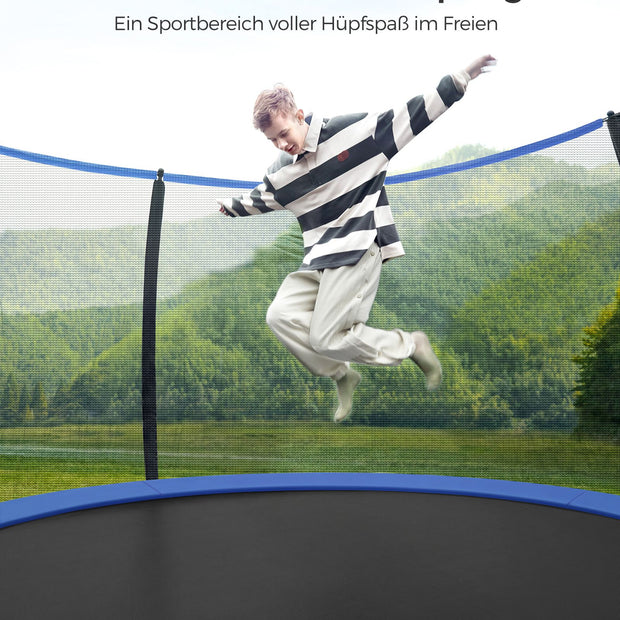 Tuintrampoline - 427 cm - Met Veiligheidsnet - Ladder - Zwart-Blauw