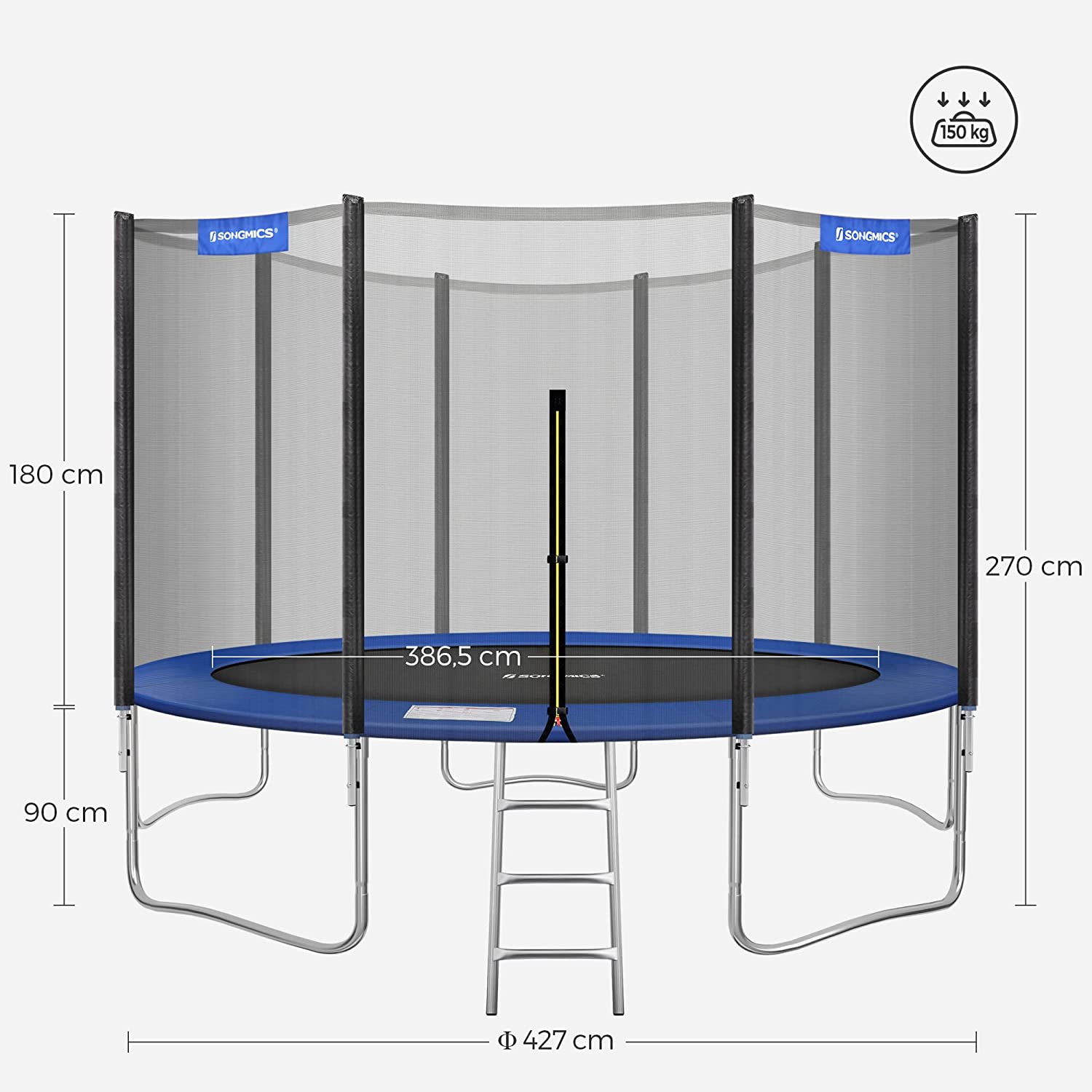 Trampolin - Runde - Ø 427 cm - mit Leiter und Sicherheitsnetz