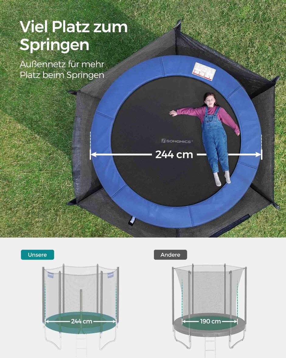 Trampolin - Ø 244 cm - Schwarz/Blau