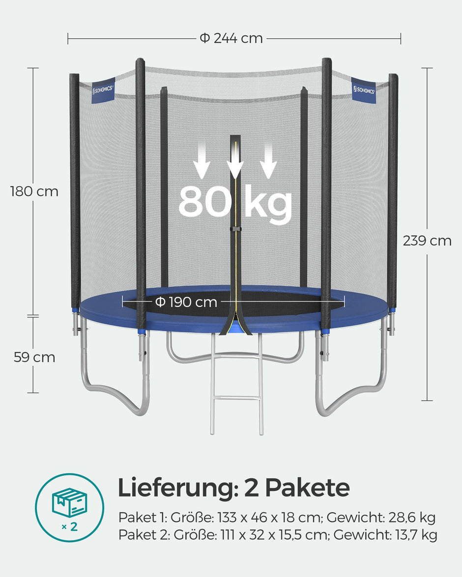 Trampolin - Ø 244 cm - Schwarz/Blau