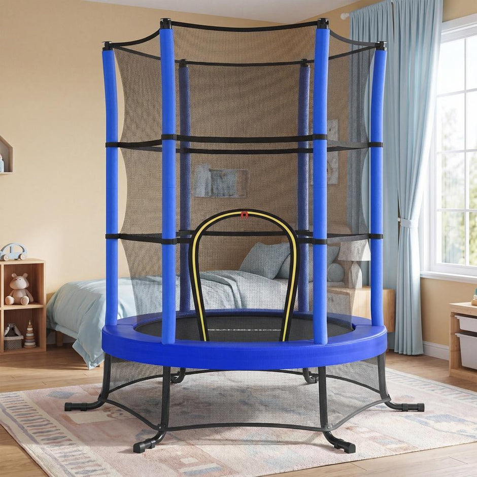 Kindertrampoline - 174 cm - Veiligheidsnet - Randbescherming - Blauw