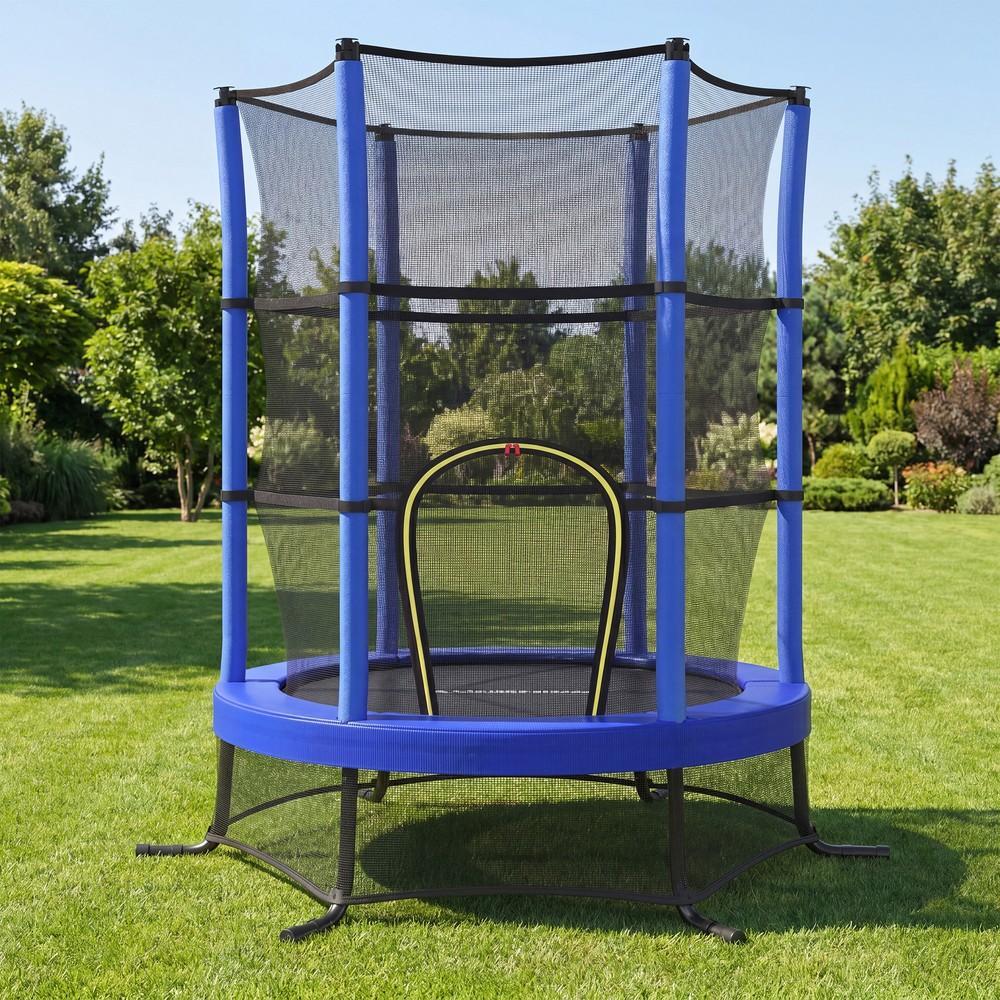 Kindertrampoline - 174 cm - Veiligheidsnet - Randbescherming - Blauw