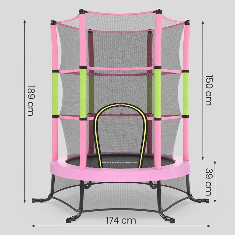 Kindertrampoline - 174 cm - Veiligheidsnet - Randbescherming - Roze