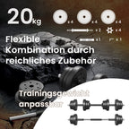 2-in-1-Halfter-Dumbbells mit Stahlverbindungsrohr, 2 x 10 kg, Tintenschwarz