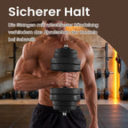 2-in-1-Halfter-Dumbbells mit Stahlverbindungsrohr, 2 x 15 kg, Tintenschwarz