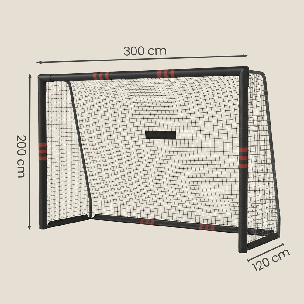 Voetbaldoel - Met PE-net en Schuimbescherming - Zwart - 120 x 300 x 200 cm