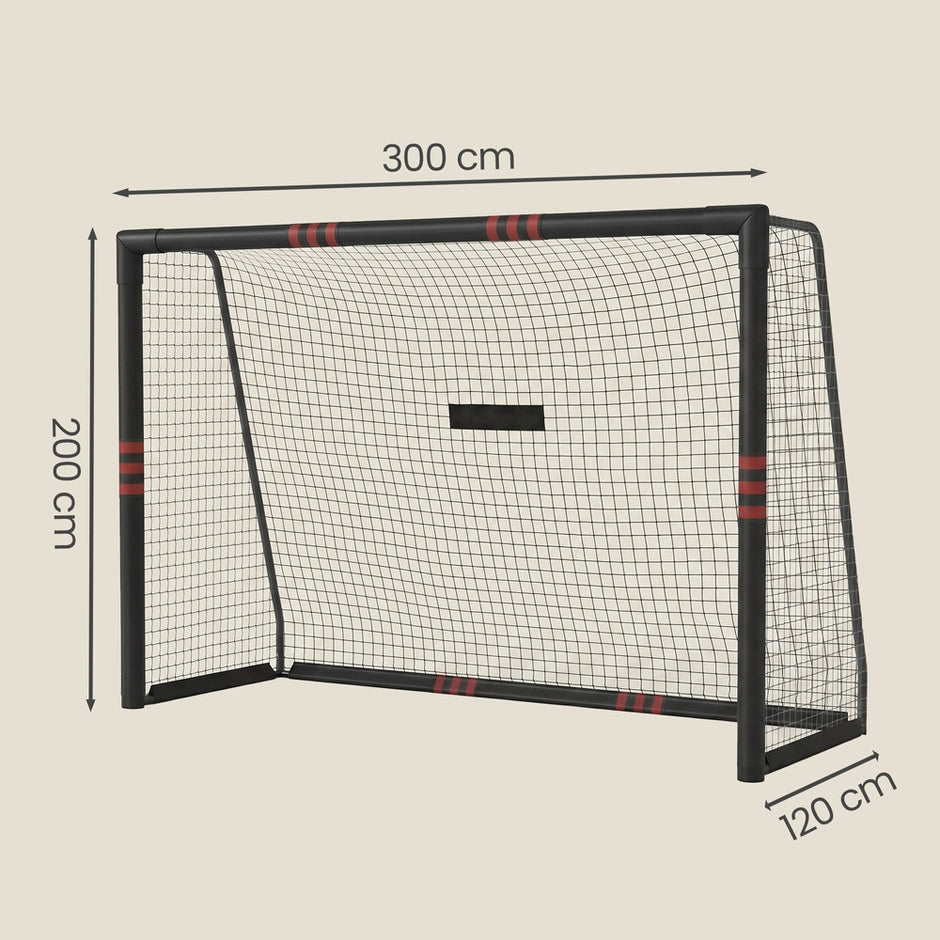 Voetbaldoel - Met PE-net en Schuimbescherming - Zwart - 120 x 300 x 200 cm