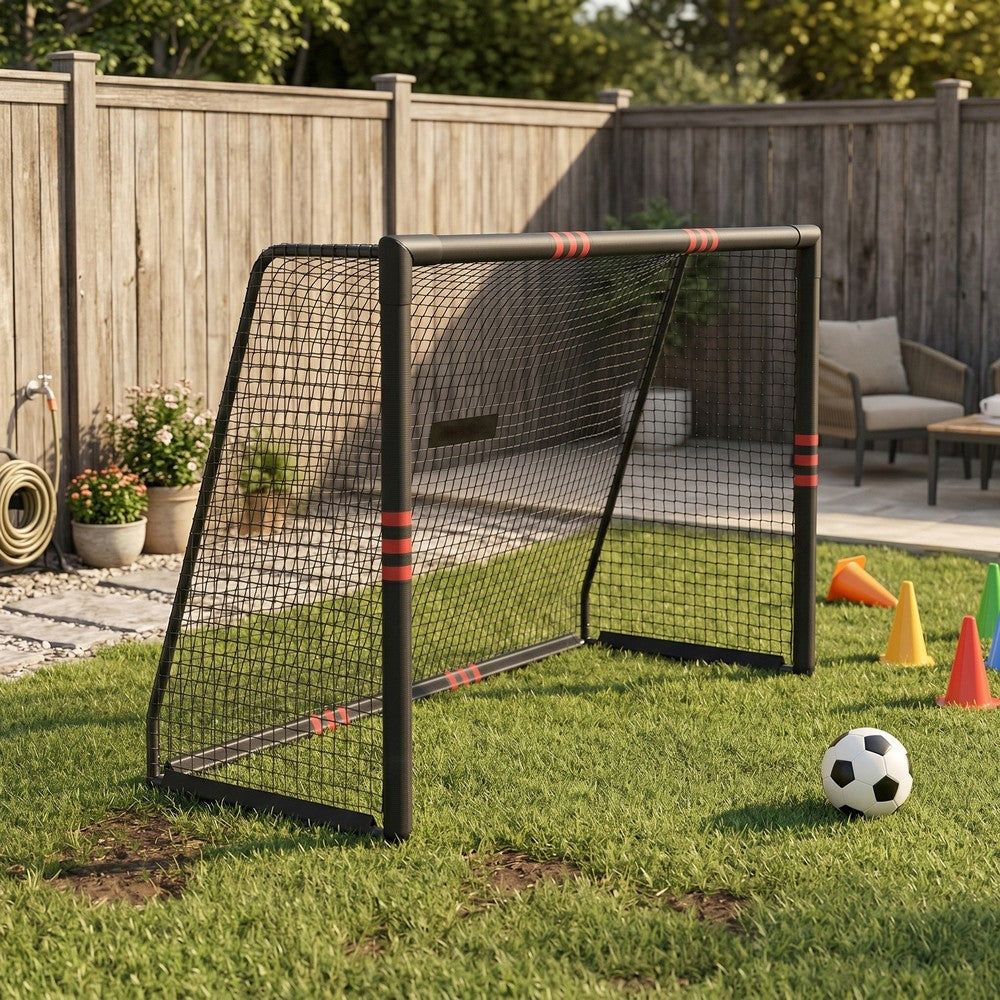 Voetbaldoel - Met PE-net en Schuimbescherming - Zwart - 120 x 300 x 200 cm