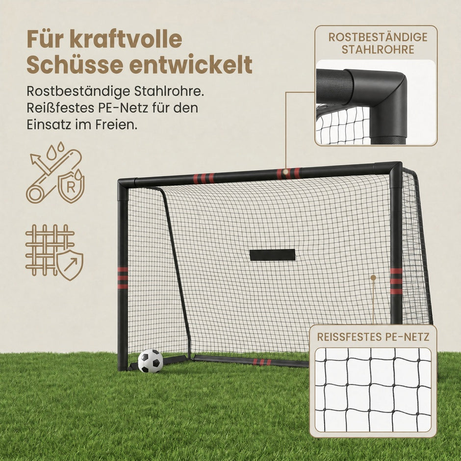 Voetbaldoel - Met PE-net en Schuimbescherming - Zwart - 120 x 300 x 200 cm